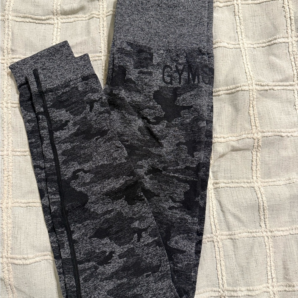 Gymshark Black and Gray Camo Leggings
